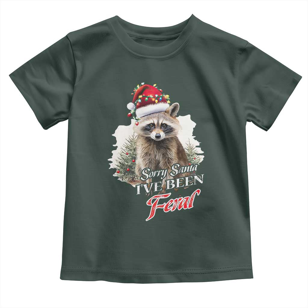 Funny Christmas Racoon Toddler T Shirt Sorry Santa I've Been Feral Trash Panda