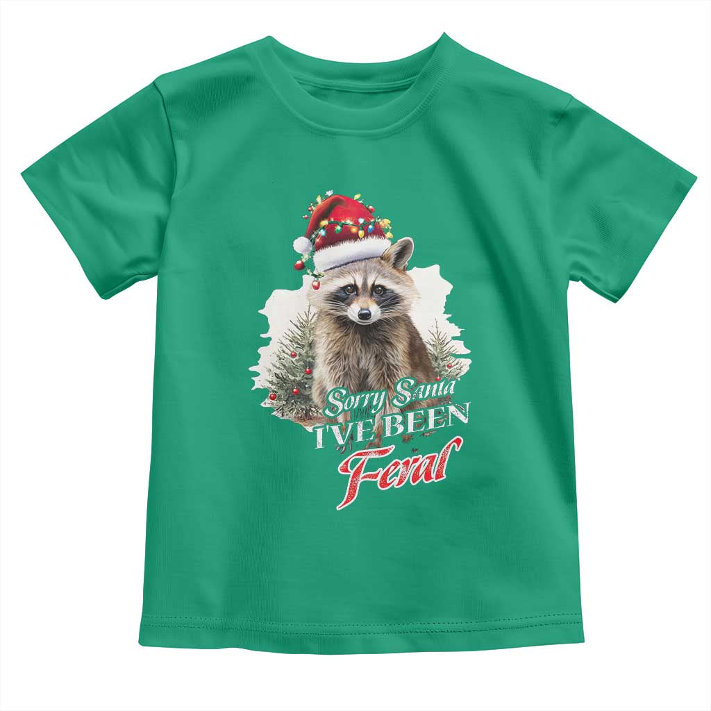 Funny Christmas Racoon Toddler T Shirt Sorry Santa I've Been Feral Trash Panda