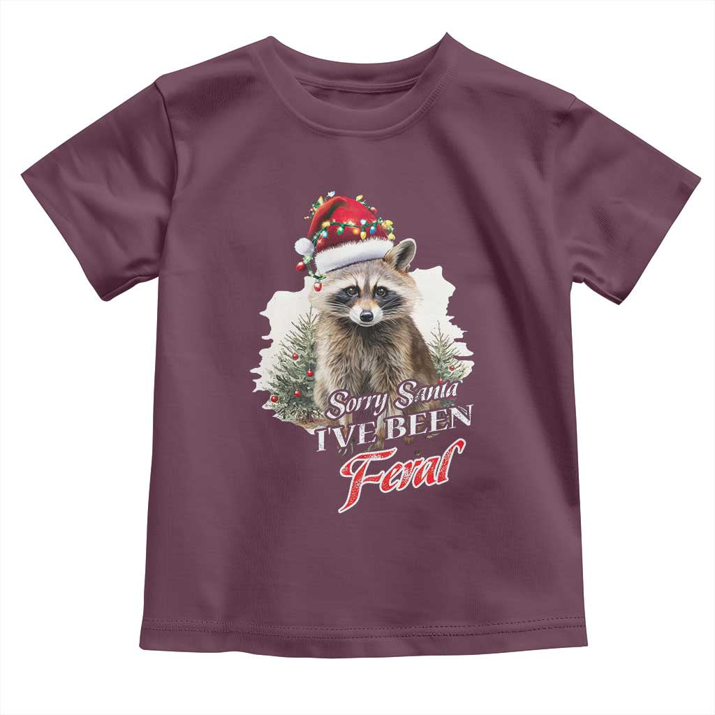 Funny Christmas Racoon Toddler T Shirt Sorry Santa I've Been Feral Trash Panda