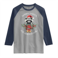 Funny Christmas Racoon Raglan Shirt Sorry Santa I've Been Feral Xmas Wreath - Wonder Print Shop