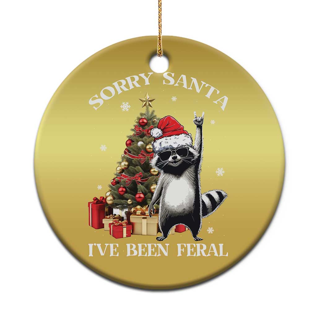 Funny Xmas Racoon Christmas Ornament Sorry Santa I've Been Feral Xmas Hat - Wonder Print Shop