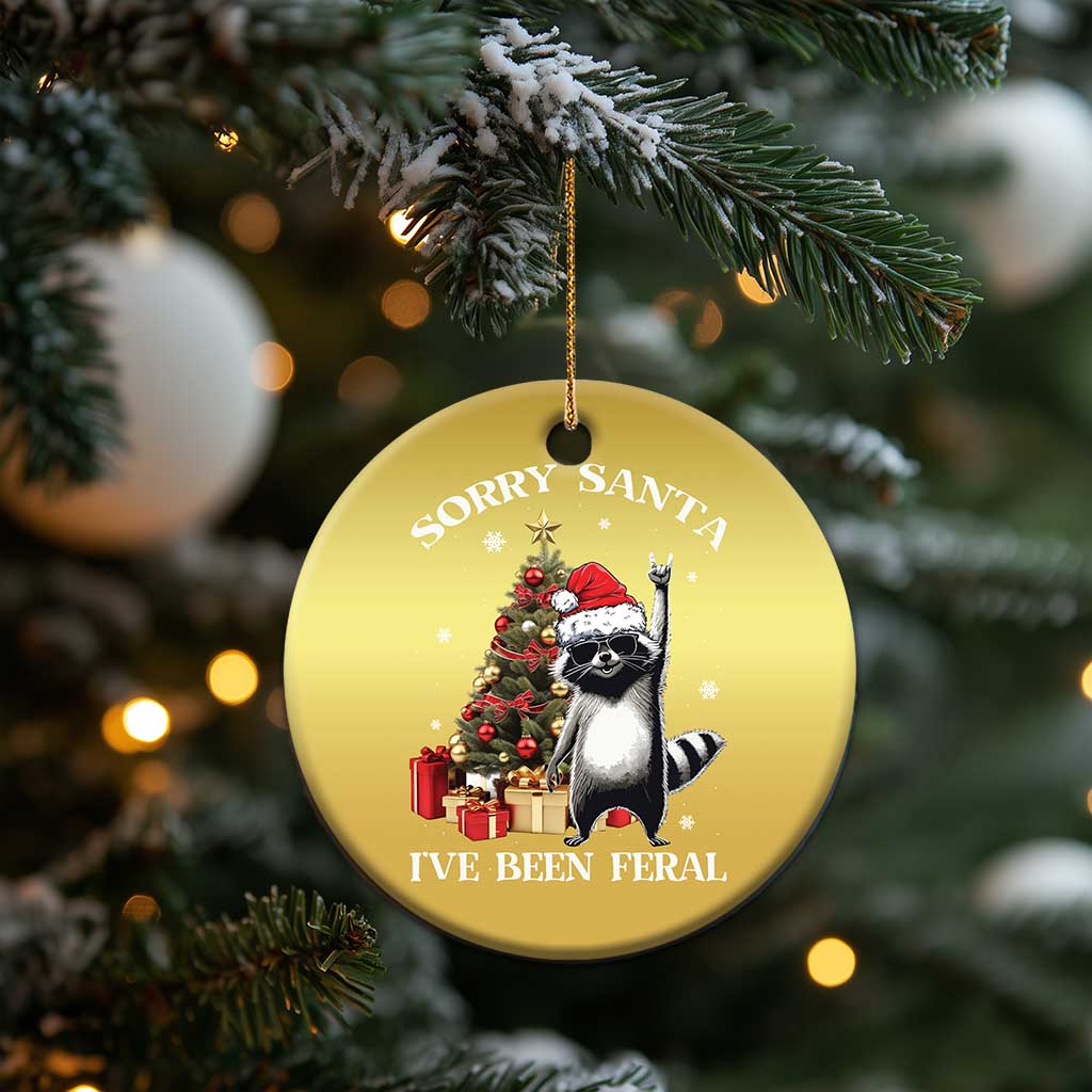 Funny Xmas Racoon Christmas Ornament Sorry Santa I've Been Feral Xmas Hat - Wonder Print Shop