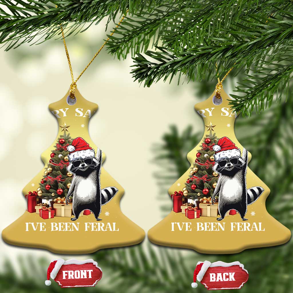 Funny Xmas Racoon Christmas Ornament Sorry Santa I've Been Feral Xmas Hat - Wonder Print Shop