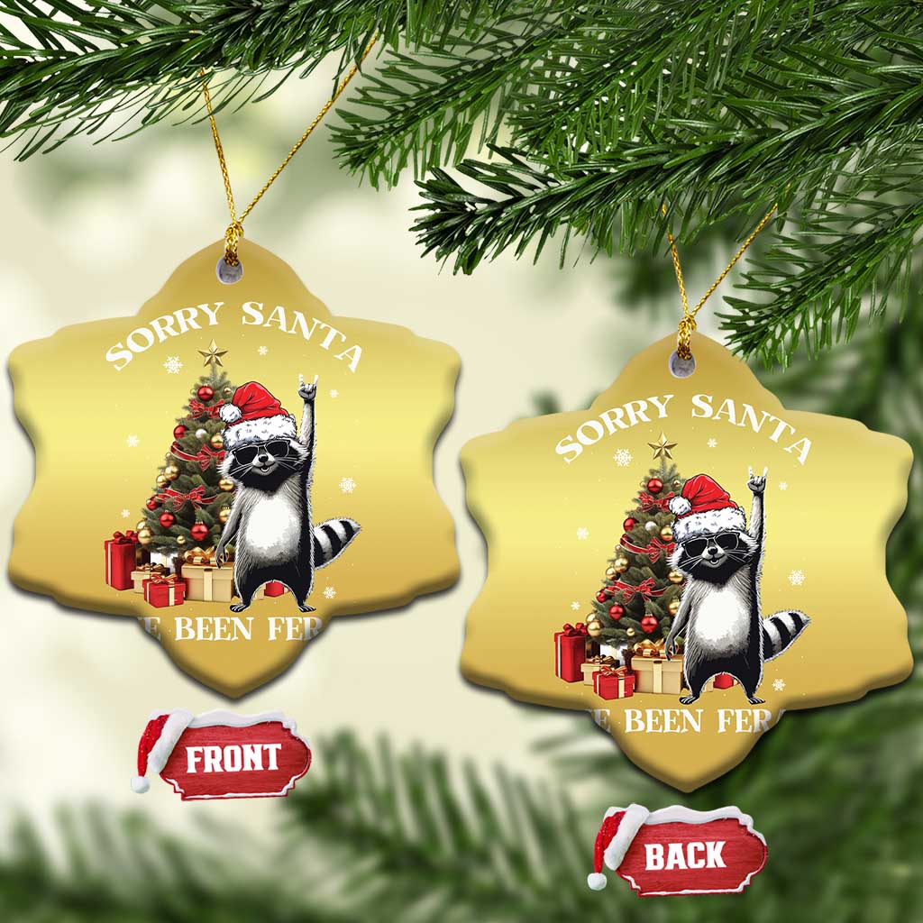Funny Xmas Racoon Christmas Ornament Sorry Santa I've Been Feral Xmas Hat - Wonder Print Shop