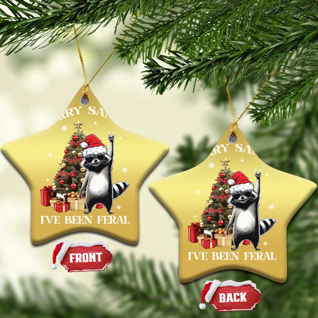 Funny Xmas Racoon Christmas Ornament Sorry Santa I've Been Feral Xmas Hat - Wonder Print Shop