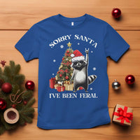 Funny Christmas Racoon T Shirt Sorry Santa I've Been Feral Xmas Hat - Wonder Print Shop