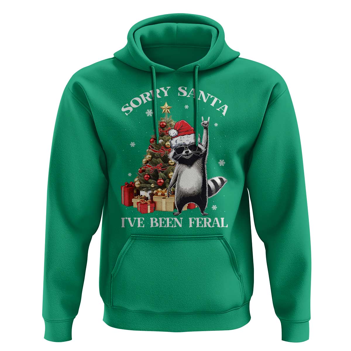 Funny Christmas Racoon Hoodie Sorry Santa I've Been Feral Xmas Hat