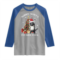Funny Christmas Racoon Raglan Shirt Sorry Santa I've Been Feral Xmas Hat - Wonder Print Shop