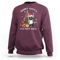Funny Christmas Racoon Sweatshirt Sorry Santa I've Been Feral Xmas Hat - Wonder Print Shop