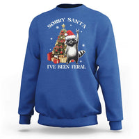 Funny Christmas Racoon Sweatshirt Sorry Santa I've Been Feral Xmas Hat - Wonder Print Shop