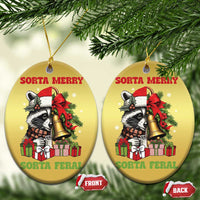 Funny Xmas Racoon Christmas Ornament Sorta Merry Sorta Feral Xmas Wreath - Wonder Print Shop