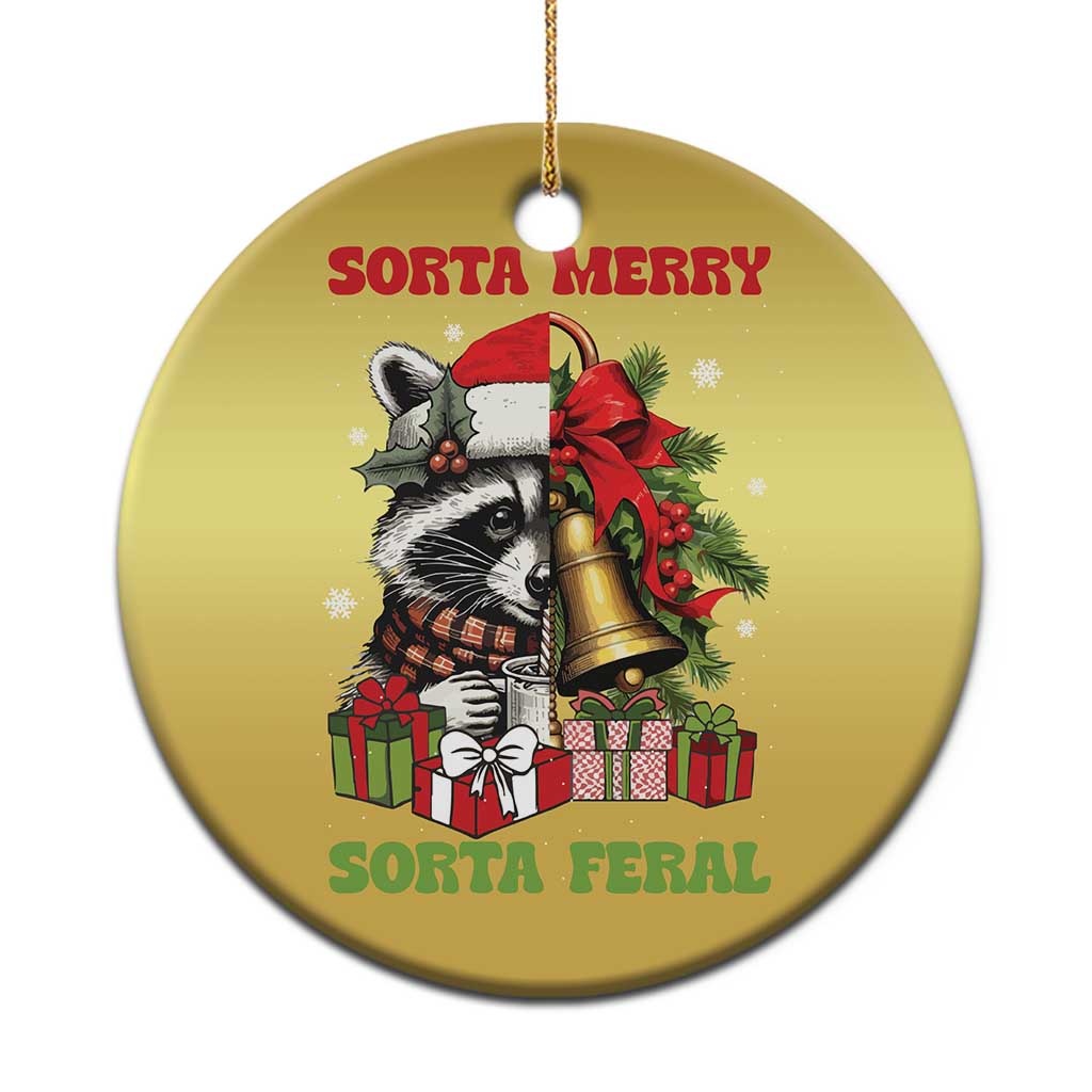 Funny Xmas Racoon Christmas Ornament Sorta Merry Sorta Feral Xmas Wreath - Wonder Print Shop