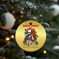 Funny Xmas Racoon Christmas Ornament Sorta Merry Sorta Feral Xmas Wreath - Wonder Print Shop