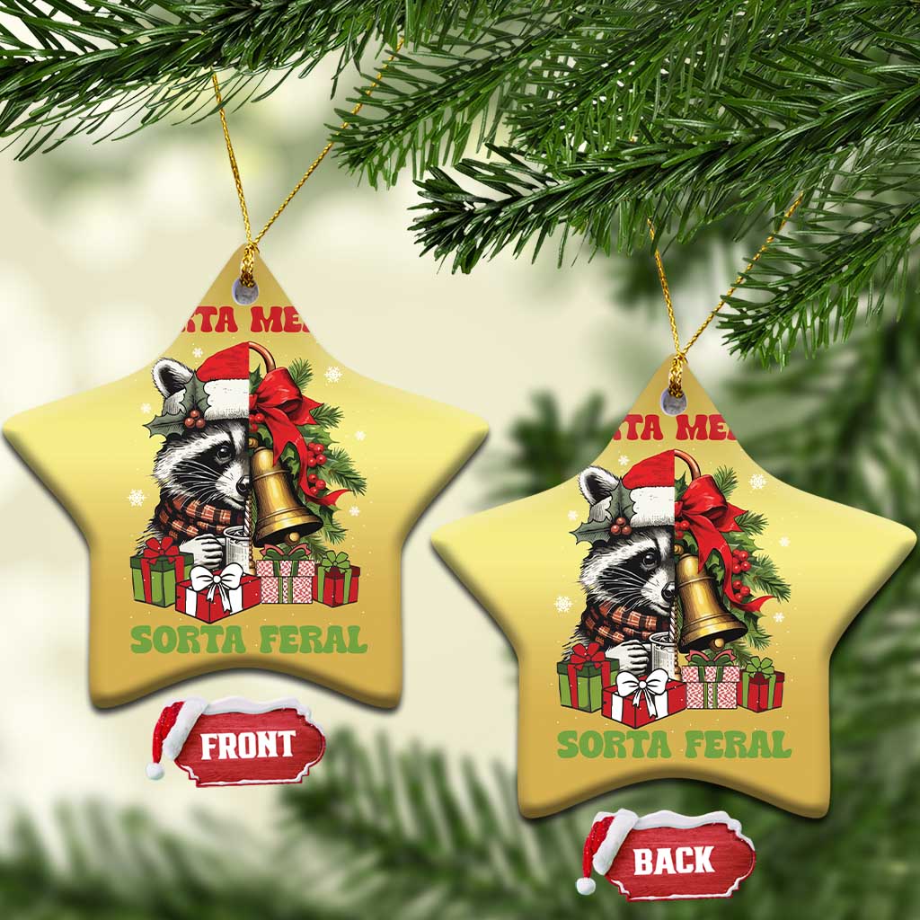 Funny Xmas Racoon Christmas Ornament Sorta Merry Sorta Feral Xmas Wreath - Wonder Print Shop