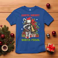 Funny Christmas Racoon T Shirt Sorta Merry Sorta Feral Xmas Wreath - Wonder Print Shop