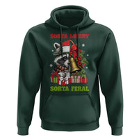 Funny Christmas Racoon Hoodie Sorta Merry Sorta Feral Xmas Wreath