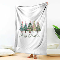 Merry Christmas Coquette Xmas Tree Throw Blanket Cute Pink Bow - Wonder Print Shop