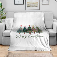 Merry Christmas Coquette Xmas Tree Throw Blanket Cute Pink Bow - Wonder Print Shop