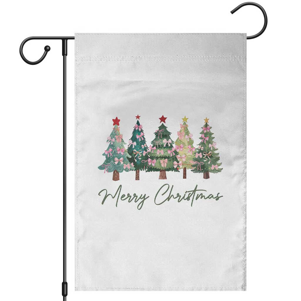 Merry Christmas Coquette Xmas Tree Garden Flag Cute Pink Bow - Wonder Print Shop
