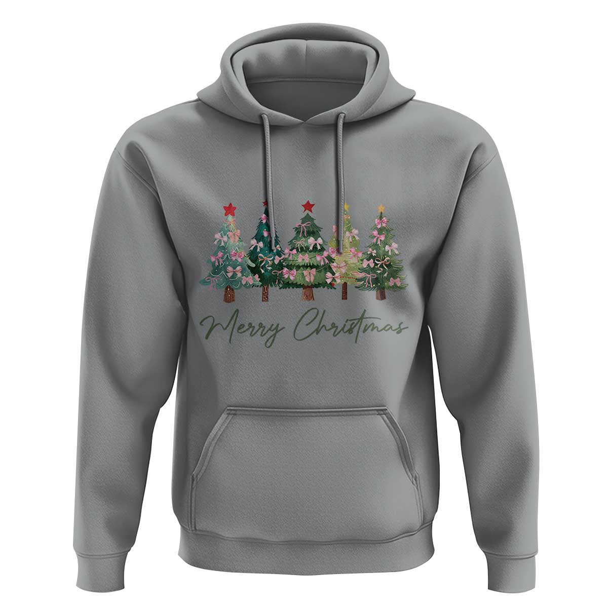 Merry Christmas Coquette Xmas Tree Hoodie Cute Pink Bow
