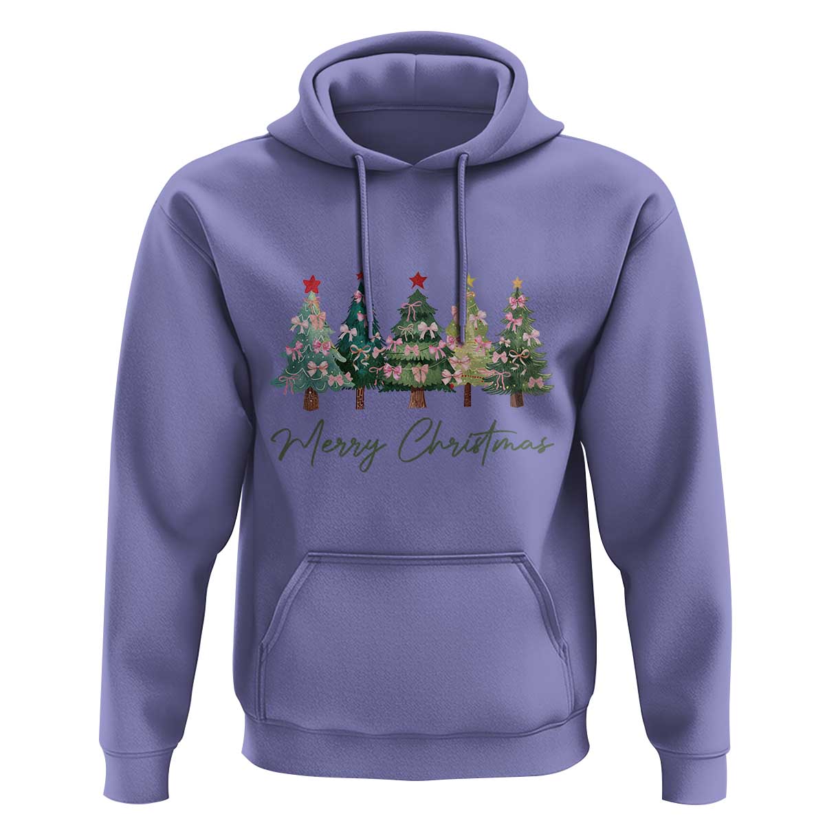 Merry Christmas Coquette Xmas Tree Hoodie Cute Pink Bow