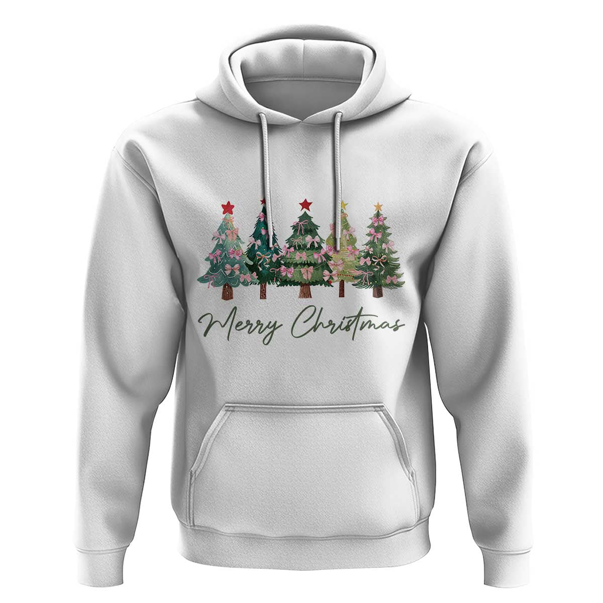 Merry Christmas Coquette Xmas Tree Hoodie Cute Pink Bow