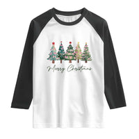 Merry Christmas Coquette Xmas Tree Raglan Shirt Cute Pink Bow - Wonder Print Shop