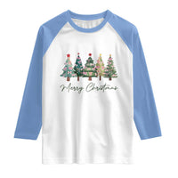 Merry Christmas Coquette Xmas Tree Raglan Shirt Cute Pink Bow - Wonder Print Shop