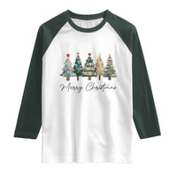 Merry Christmas Coquette Xmas Tree Raglan Shirt Cute Pink Bow - Wonder Print Shop