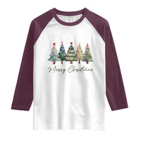Merry Christmas Coquette Xmas Tree Raglan Shirt Cute Pink Bow - Wonder Print Shop
