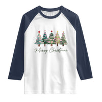 Merry Christmas Coquette Xmas Tree Raglan Shirt Cute Pink Bow - Wonder Print Shop