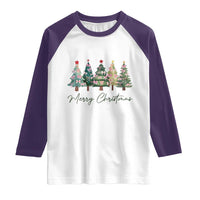 Merry Christmas Coquette Xmas Tree Raglan Shirt Cute Pink Bow - Wonder Print Shop