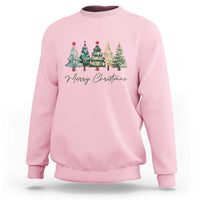 Merry Christmas Coquette Xmas Tree Sweatshirt Cute Pink Bow - Wonder Print Shop