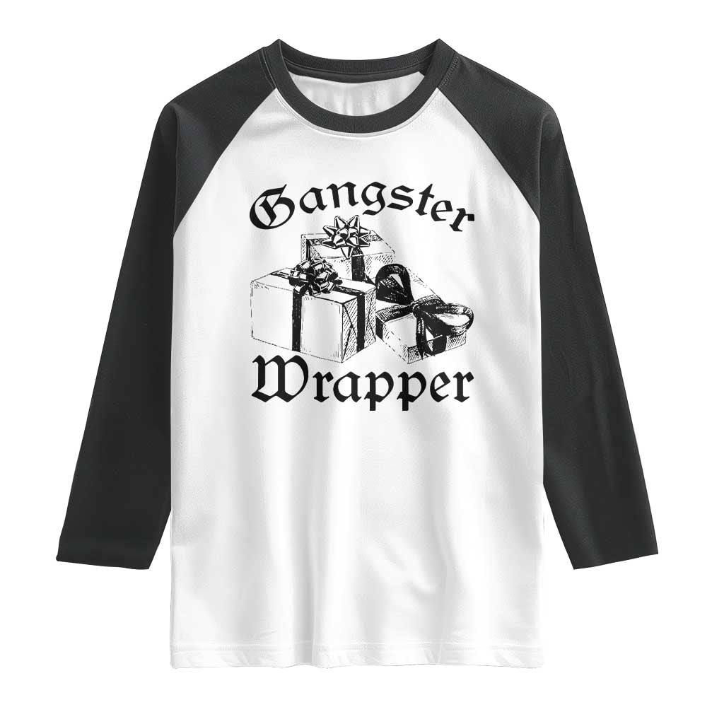 Funny Christmas Raglan Shirt Gangster Wrapper Vintage Presents Gift - Wonder Print Shop