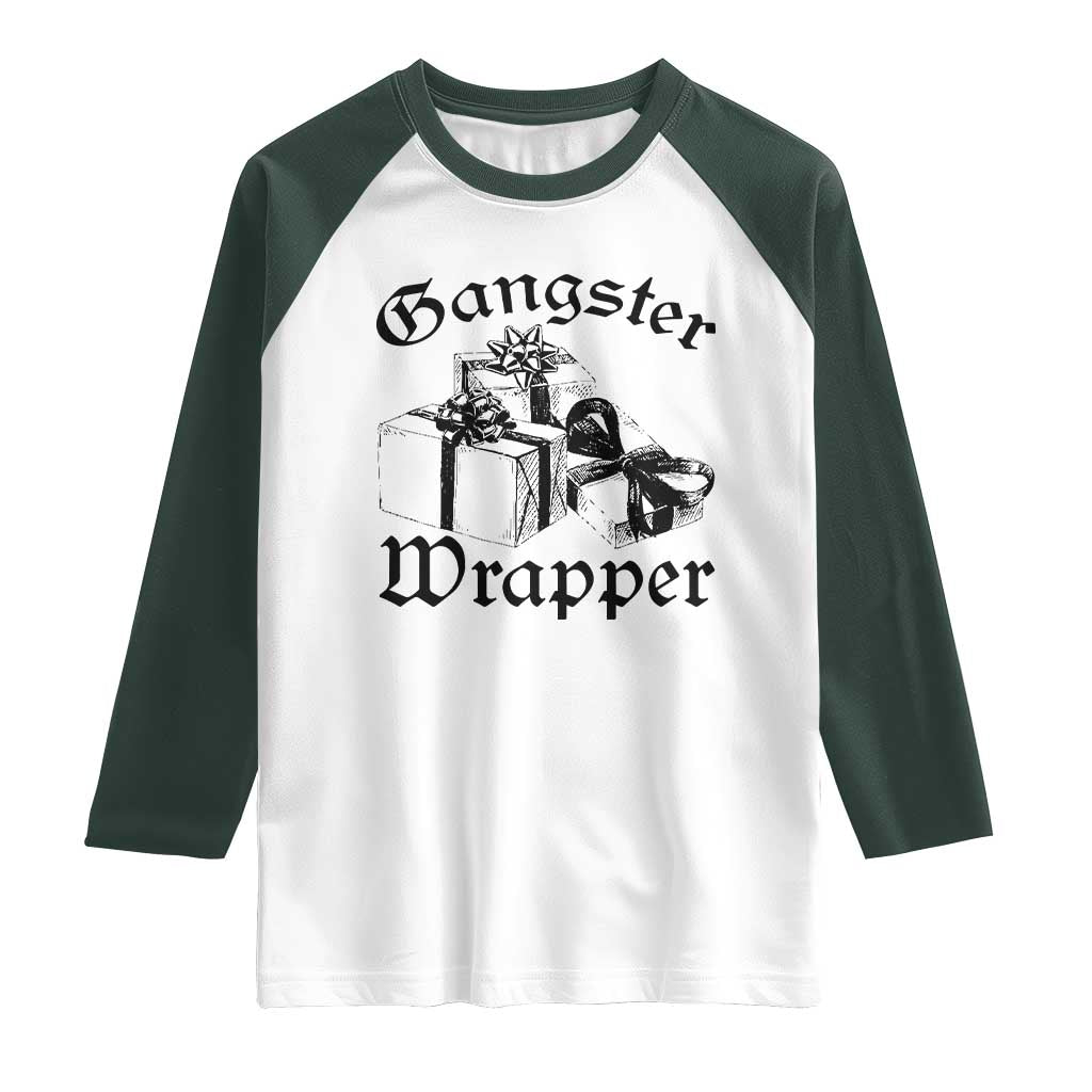Funny Christmas Raglan Shirt Gangster Wrapper Vintage Presents Gift - Wonder Print Shop