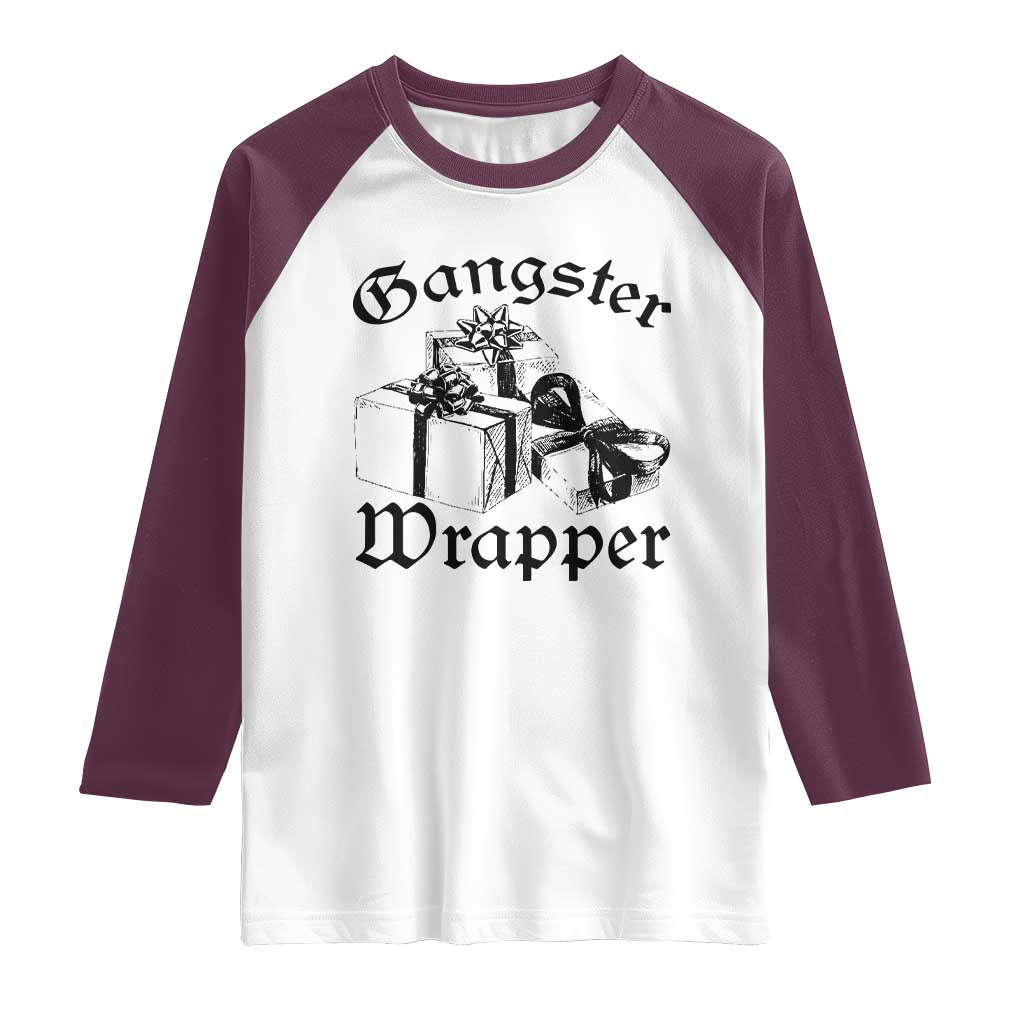 Funny Christmas Raglan Shirt Gangster Wrapper Vintage Presents Gift - Wonder Print Shop