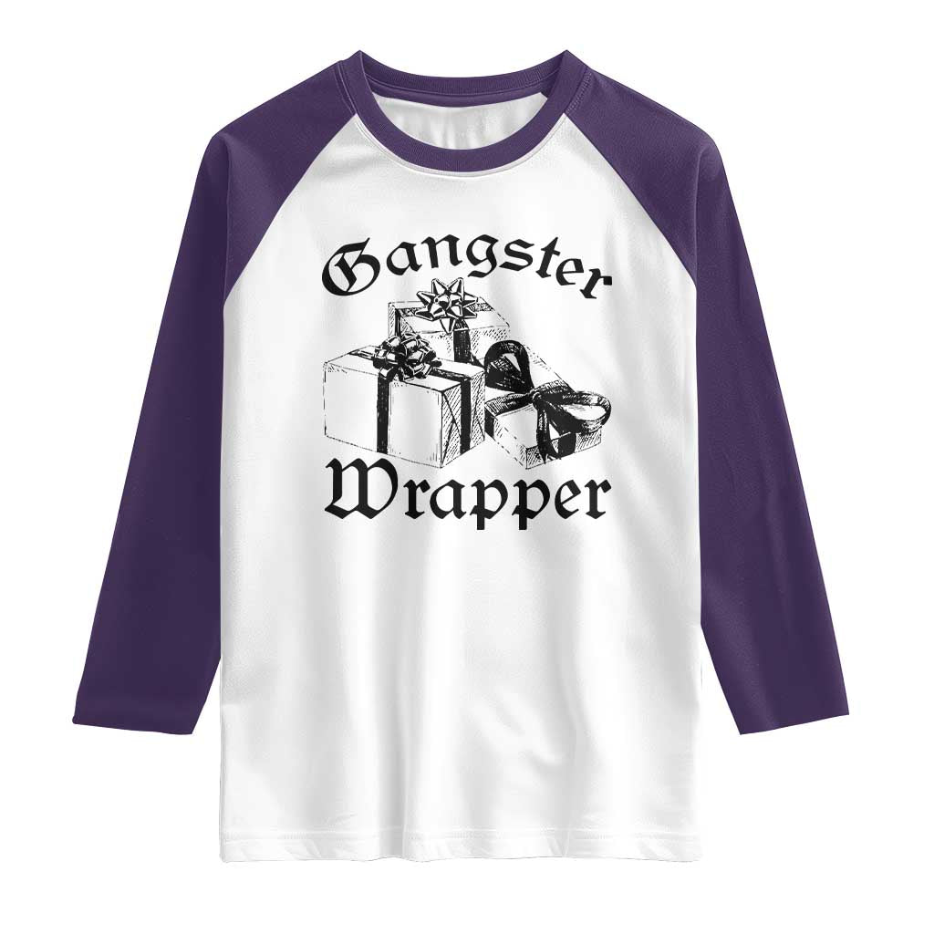 Funny Christmas Raglan Shirt Gangster Wrapper Vintage Presents Gift - Wonder Print Shop