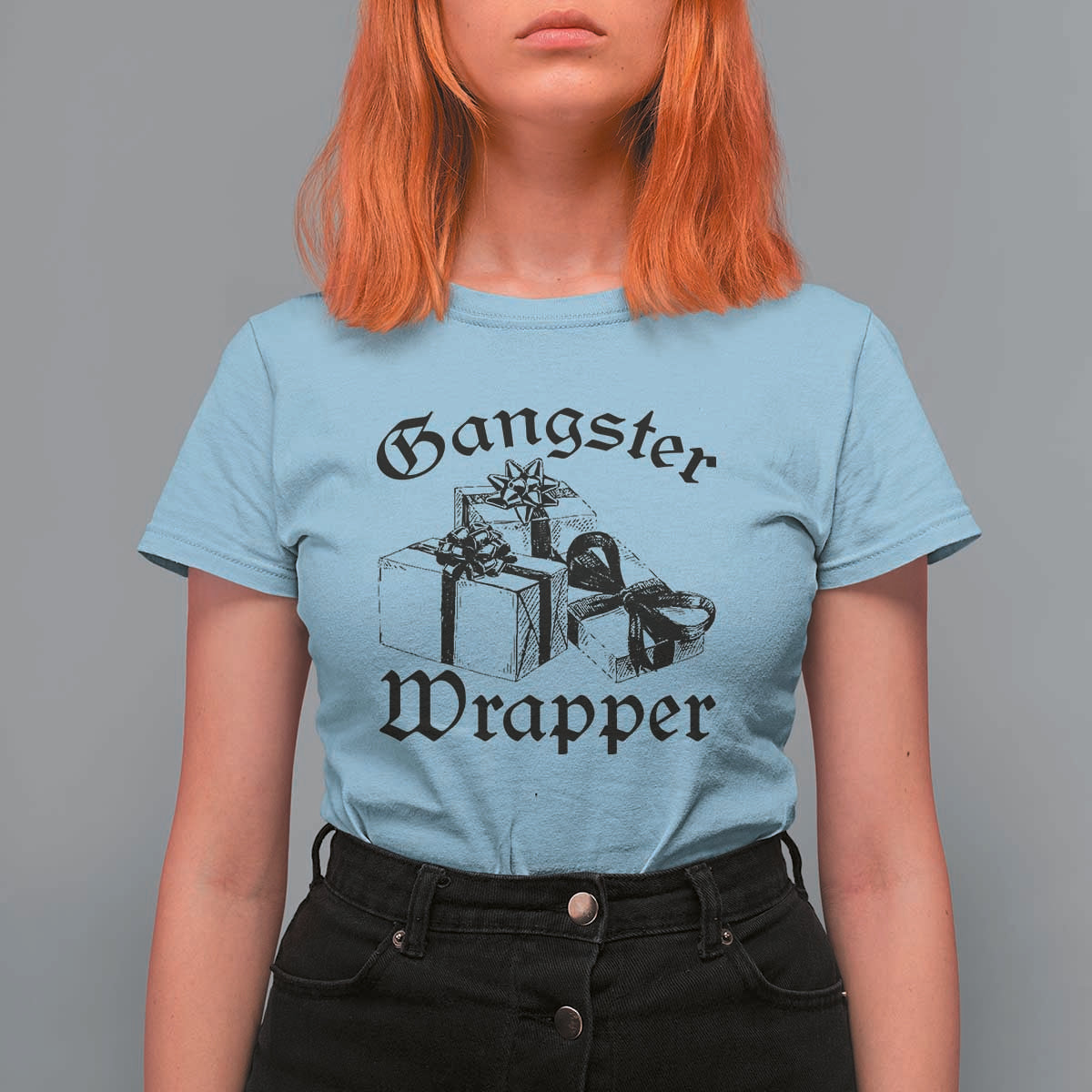 Funny Christmas T Shirt For Women Gangster Wrapper Vintage Presents Gift - Wonder Print Shop
