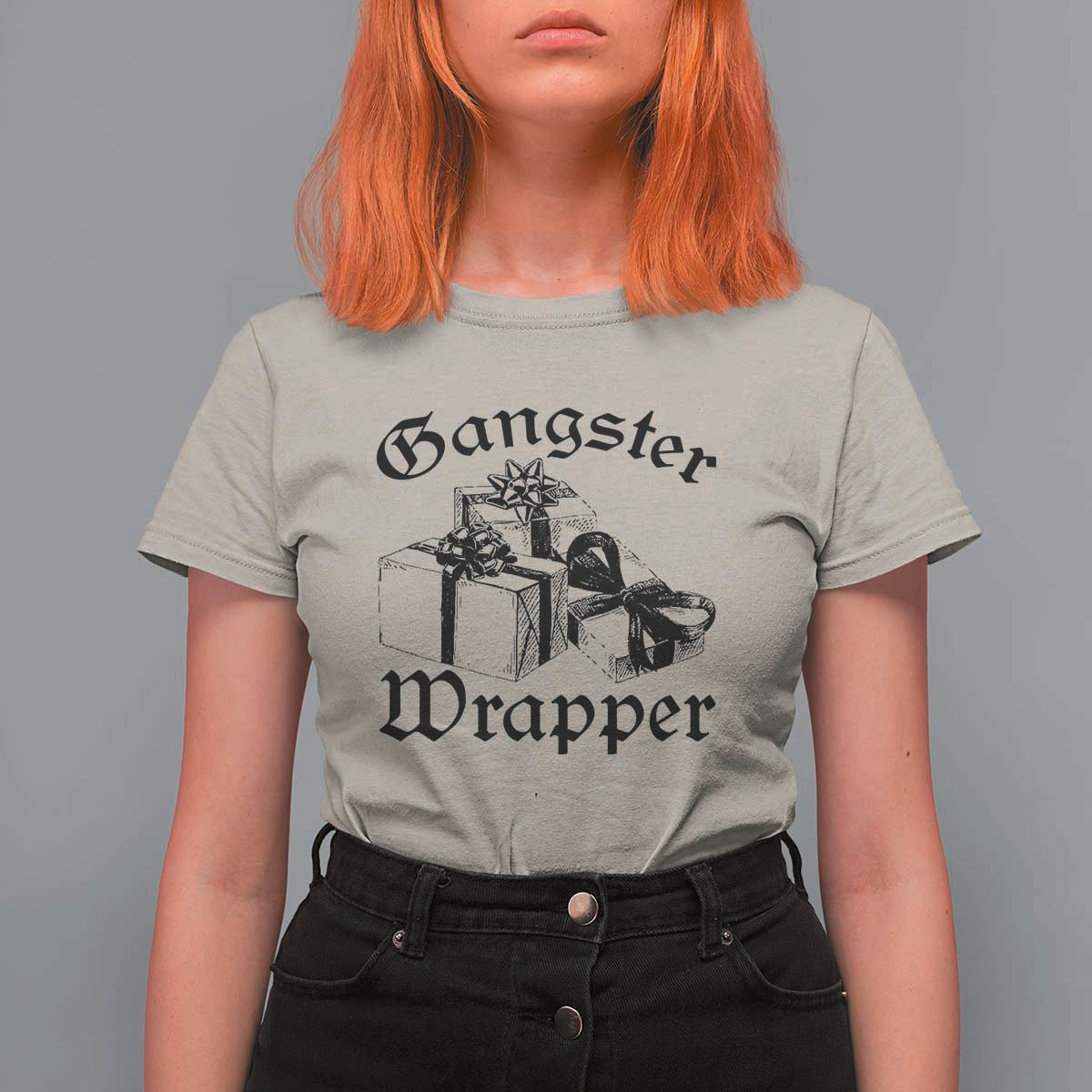 Funny Christmas T Shirt For Women Gangster Wrapper Vintage Presents Gift - Wonder Print Shop