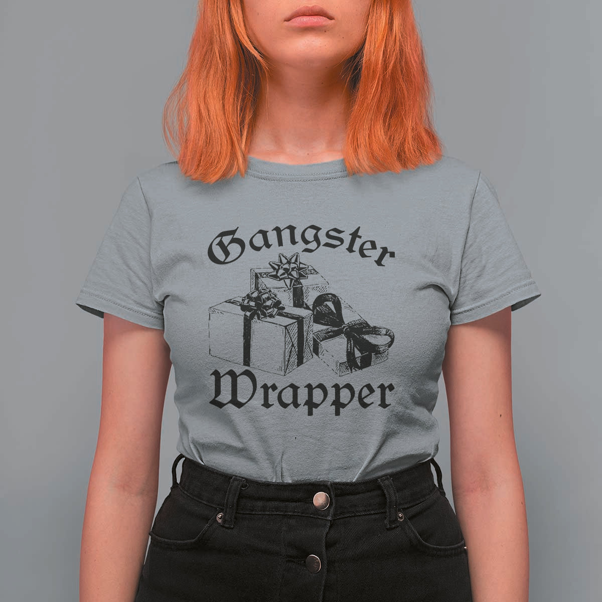 Funny Christmas T Shirt For Women Gangster Wrapper Vintage Presents Gift - Wonder Print Shop
