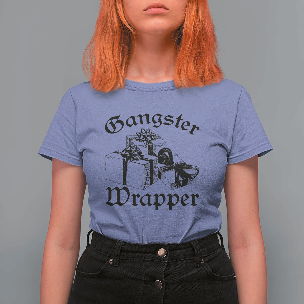 Funny Christmas T Shirt For Women Gangster Wrapper Vintage Presents Gift - Wonder Print Shop