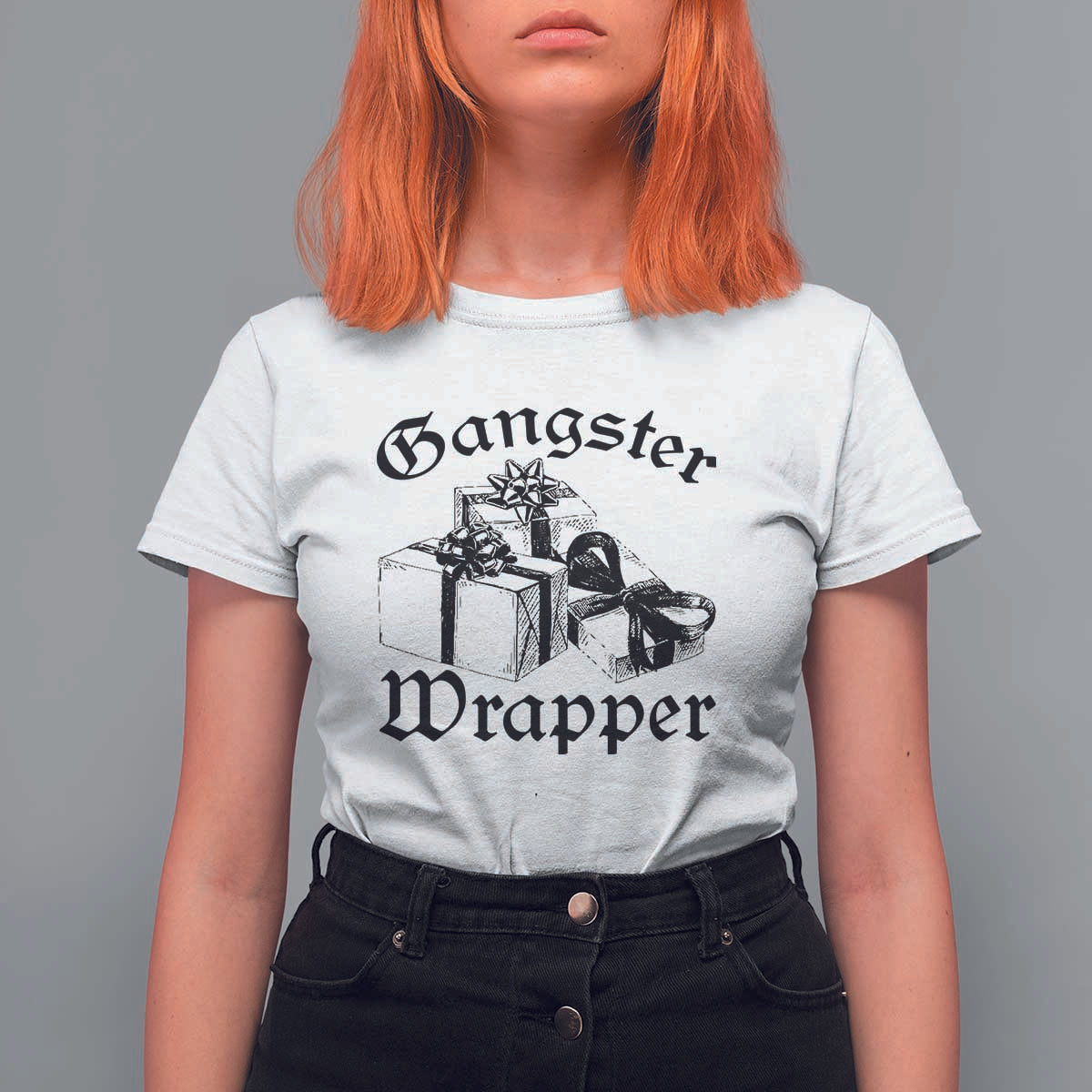 Funny Christmas T Shirt For Women Gangster Wrapper Vintage Presents Gift - Wonder Print Shop