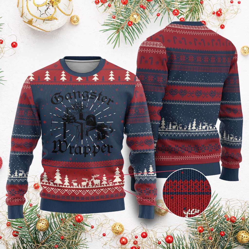 Funny Xmas Ugly Christmas Sweater Gangster Wrapper Vintage Presents Gift - Wonder Print Shop