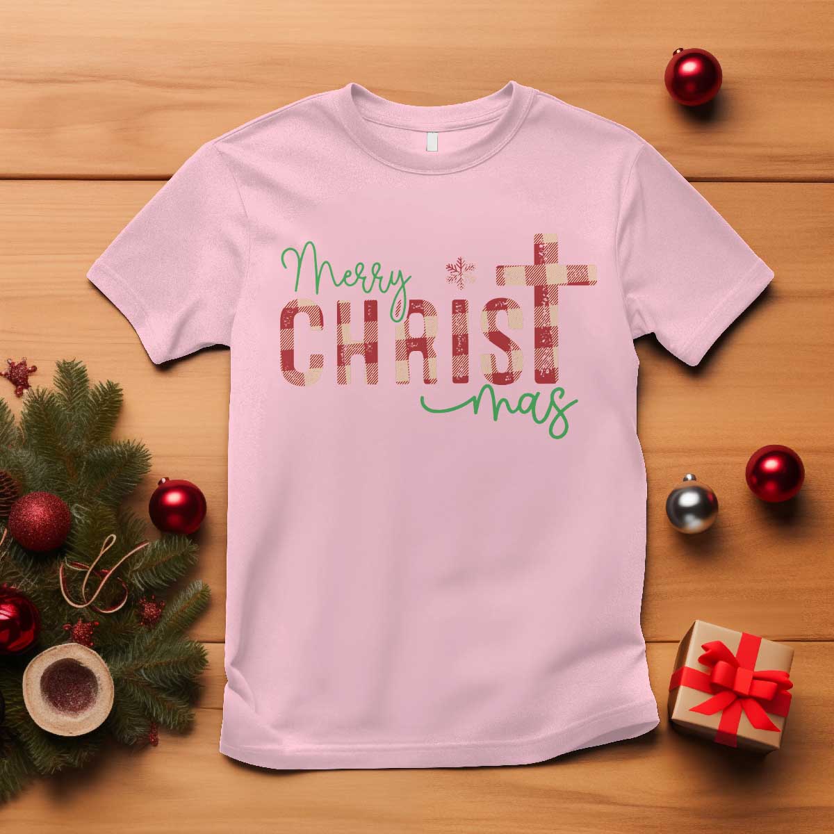 Christian Christmas T Shirt Merry Christmas Cross Faith - Wonder Print Shop
