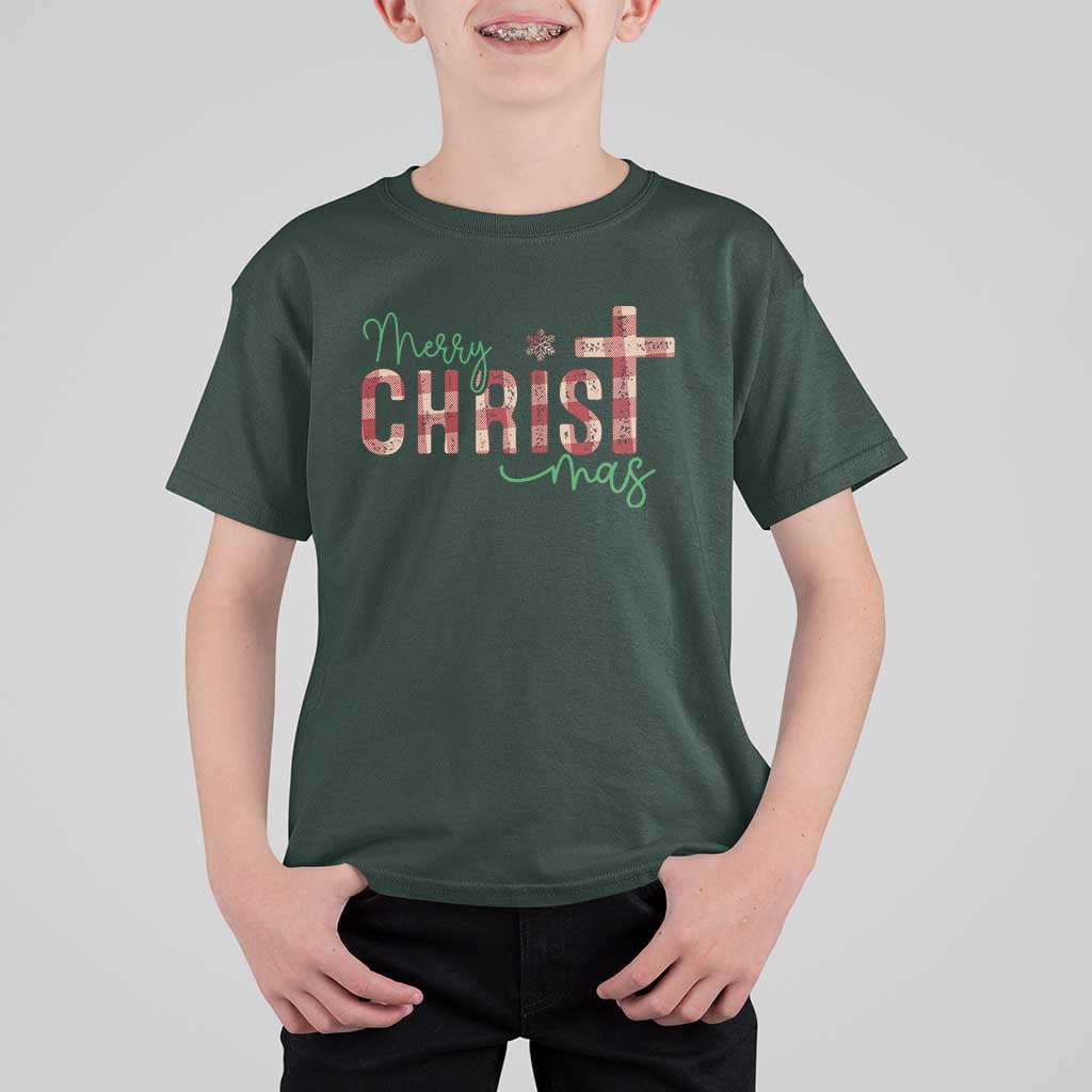 Christian Christmas T Shirt For Kid Merry Christmas Cross Faith - Wonder Print Shop