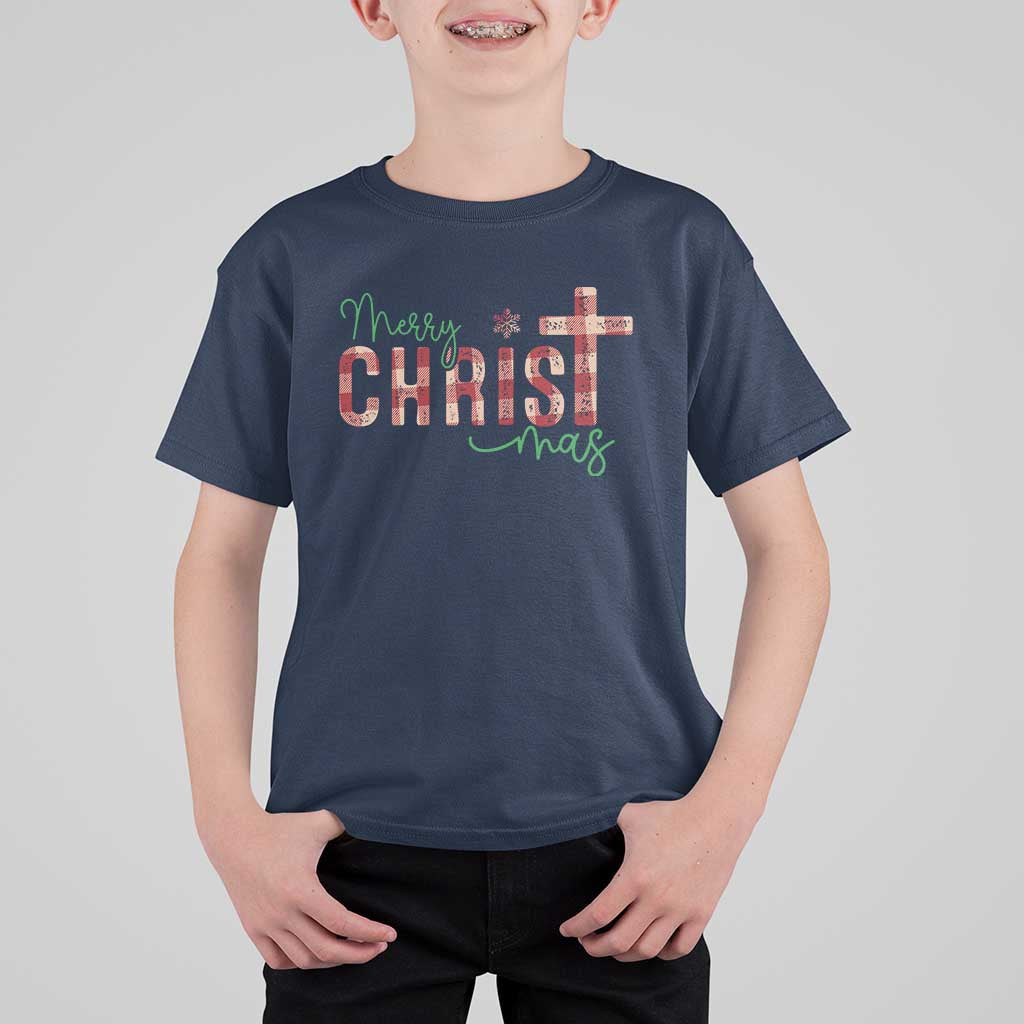 Christian Christmas T Shirt For Kid Merry Christmas Cross Faith - Wonder Print Shop