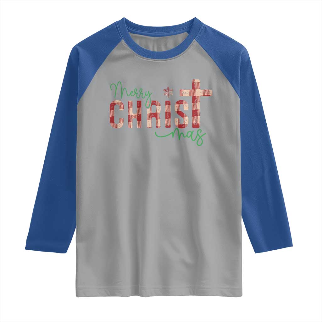 Christian Christmas Raglan Shirt Merry Christmas Cross Faith - Wonder Print Shop