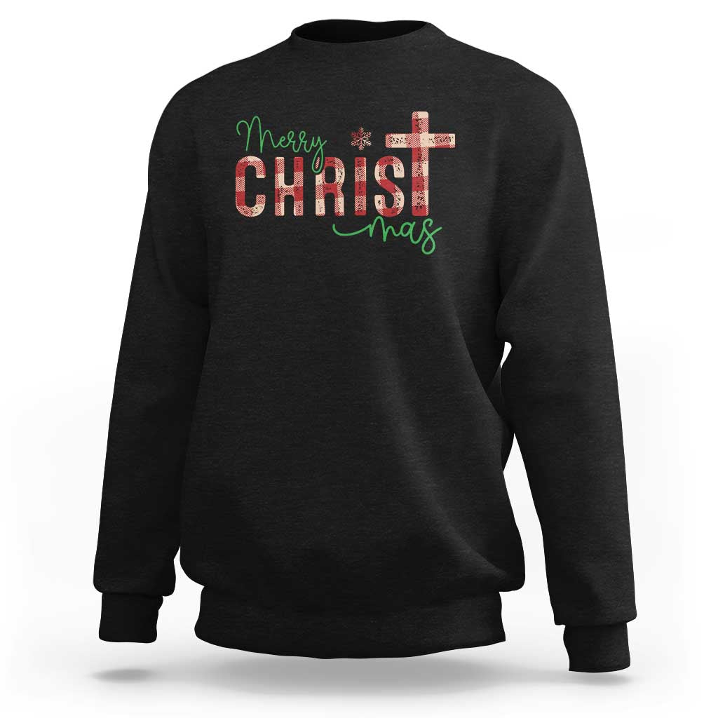 Christian Christmas Sweatshirt Merry Christmas Cross Faith - Wonder Print Shop