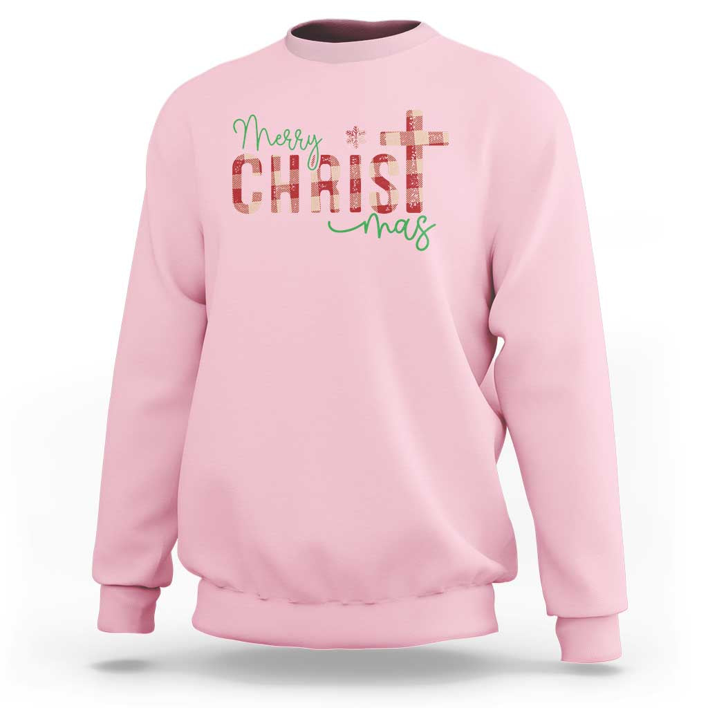 Christian Christmas Sweatshirt Merry Christmas Cross Faith - Wonder Print Shop