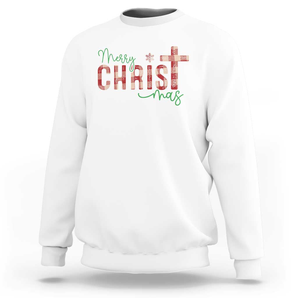Christian Christmas Sweatshirt Merry Christmas Cross Faith - Wonder Print Shop